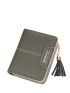 Letter Detail Small Wallet Tassel Decor