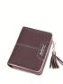Letter Detail Small Wallet Tassel Decor