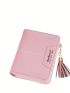 Letter Detail Small Wallet Tassel Decor
