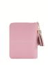 Letter Detail Small Wallet Tassel Decor