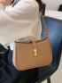 Metal Decor Hobo Bag PU Brown