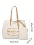 Small Shopper Bag Letter Print With Small Pouch