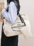 Small Shopper Bag Letter Print With Small Pouch