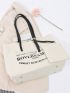 Small Shopper Bag Letter Print With Small Pouch