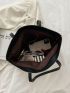 Floral Pattern Shoulder Tote Bag Studded Decor Double Handle With Zipper Polyester