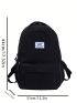 Letter Patch Decor Classic Backpack Medium Zipper