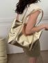 Zipper Shoulder Tote Bag Double Handle Metallic PU Funky