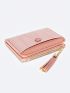 Crocodile Embossed Small Wallet Tassel Decor