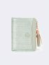 Crocodile Embossed Small Wallet Tassel Decor