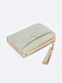Crocodile Embossed Small Wallet Tassel Decor