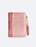 Crocodile Embossed Small Wallet Tassel Decor