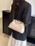 Geometric Pattern Satchel Bag Medium Rhinestone Decor