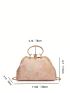 Geometric Pattern Satchel Bag Medium Rhinestone Decor