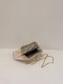 Geometric Pattern Satchel Bag Medium Rhinestone Decor