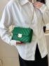 Chevron Square Bag Mini Flap Green