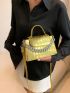 Geometric Pattern Square Bag Small Chain Decor