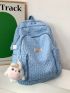 Letter Patch Decor Classic Backpack Zipper Without Bag Charm