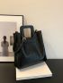 Crocodile Embossed Square Bag Medium Black