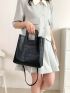 Crocodile Embossed Square Bag Medium Black