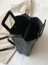 Crocodile Embossed Square Bag Medium Black