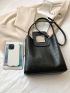 Crocodile Embossed Square Bag Medium Black