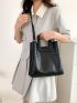 Crocodile Embossed Square Bag Medium Black