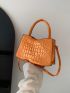 Crocodile Embossed Satchel Bag Double Handle Funky