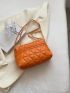 Quilted Square Bag Twist Lock Flap PU