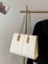 Contrast Binding Shoulder Tote Bag Double Handle PU