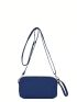 Mini Square Bag Letter Patch Pocket Front Adjustable Strap For Daily