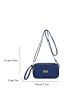 Mini Square Bag Letter Patch Pocket Front Adjustable Strap For Daily