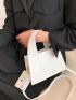 White Square Bag With Wallet Crocodile Embossed Zipper PU