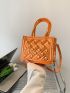 Mini Square Bag Metallic Orange Geometric Embossed PU