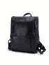 Mini Casual Daypack Black Minimalist Genuine Leather For Daily Camping Bag