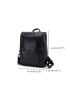 Mini Casual Daypack Black Minimalist Genuine Leather For Daily Camping Bag