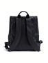 Mini Casual Daypack Black Minimalist Genuine Leather For Daily Camping Bag