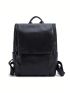 Mini Casual Daypack Black Minimalist Genuine Leather For Daily Camping Bag