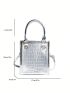 PU Square Bag Crocodile Embossed Zipper