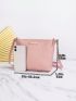 Letter Decor Square Bag PU Pink