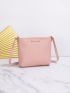 Letter Decor Square Bag PU Pink