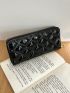 PU Long Wallet Quilted Pattern Black