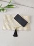 Flap Straw Bag Paper Tassel Decor