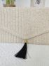 Flap Straw Bag Paper Tassel Decor