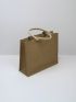 Khaki Shopper Bag Casual Double Handle Polyester