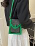 Mini Square Bag Studded Decor Flap PU