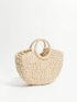 Mini Straw Bag No-closure Double Handle Vacation