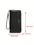 Crocodile Embossed Long Wallet Zipper Letter Graphic