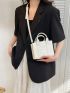 Mini Square Bag Litchi Embossed Double Handle