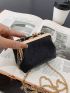 Mini Textured Square Bag With Kiss Lock & Zipper
