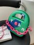 Mini Novelty Bag Colorblock Letter Graphic Button & Chain Decor